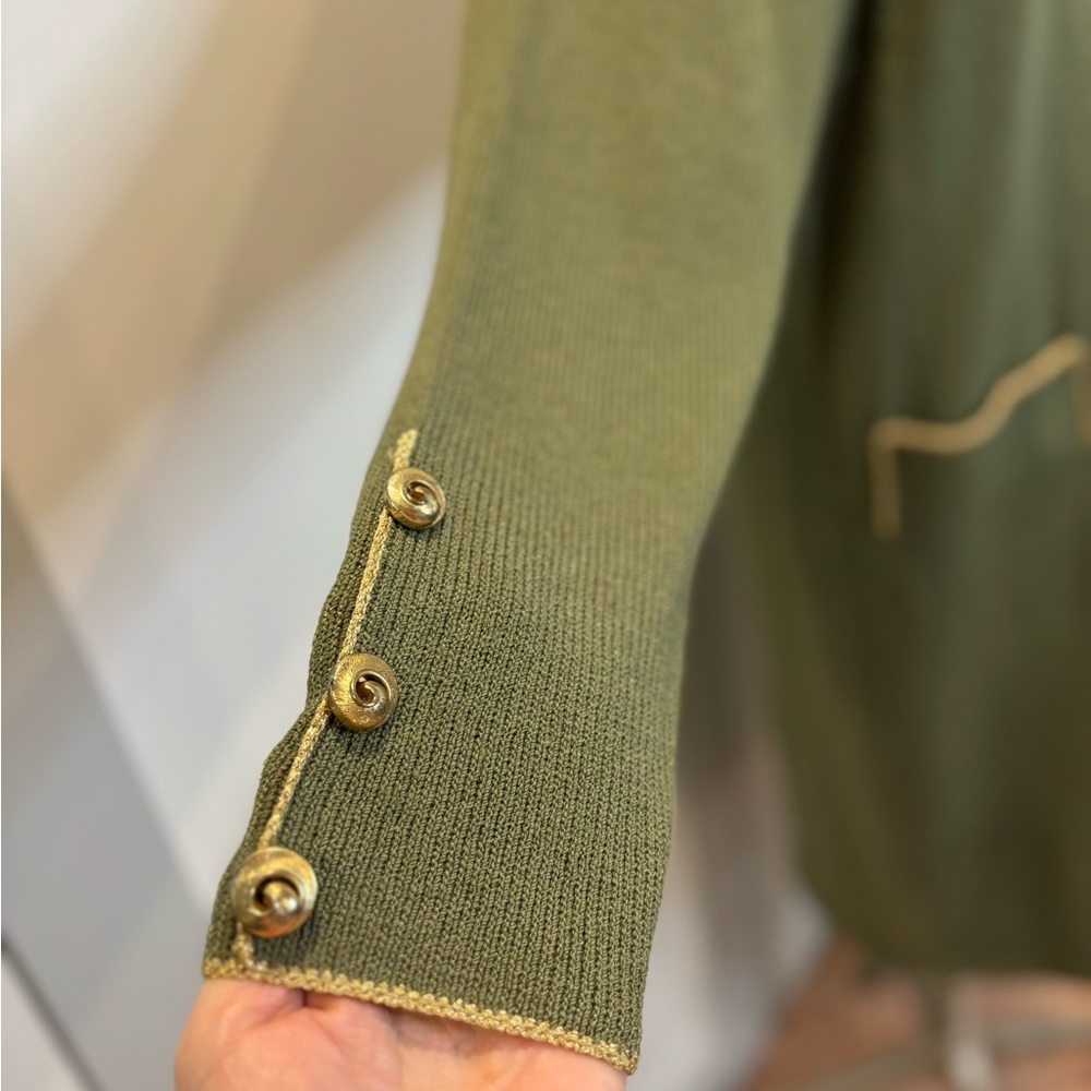Vintage 80’s Don Sayres for Wellmore. Olive Green Wool Rayon Knit Dress Size 10 - Picture 5 of 9